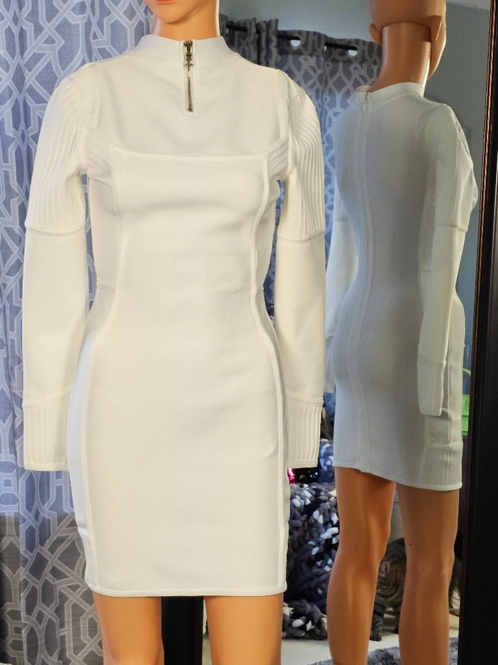 BCBGMAXAZRIA Zip Front Bodycon Dress, Size S